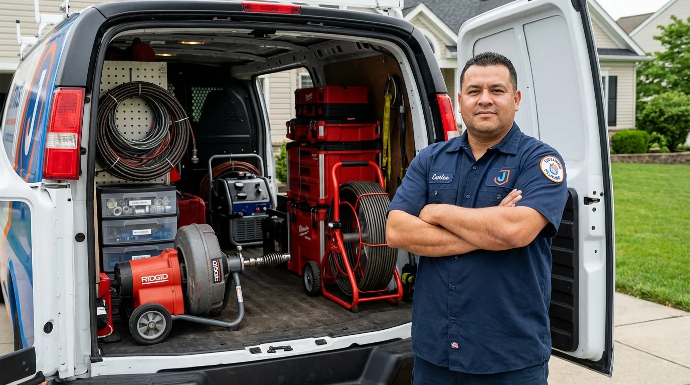 Professional drain cleaning equipment and Johns Plumbing LLC plumber in Tunkhannock