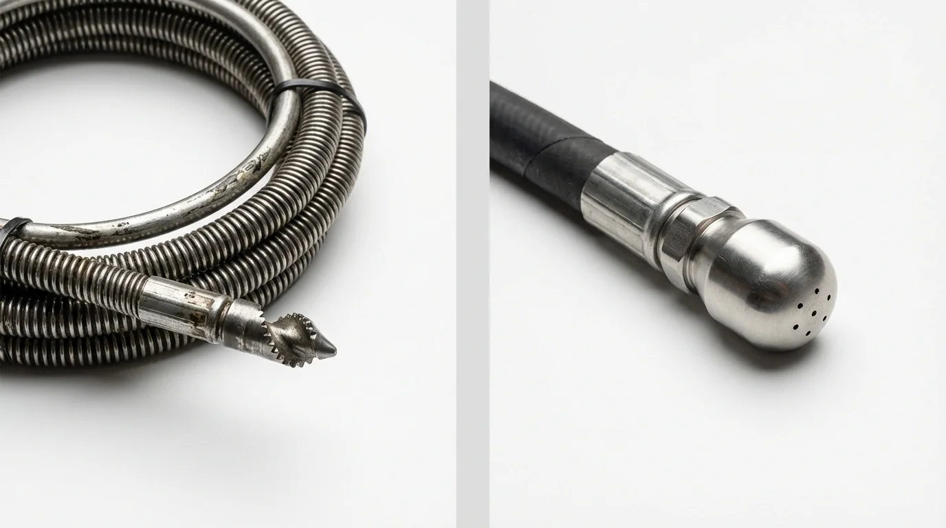Drain snake cable and hydro jetting nozzle used for drain cleaning in Tunkhannock, PA