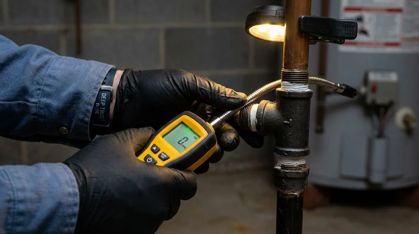 Gas leak detection with electronic sniffer by Johns Plumbing LLC in Tunkhannock