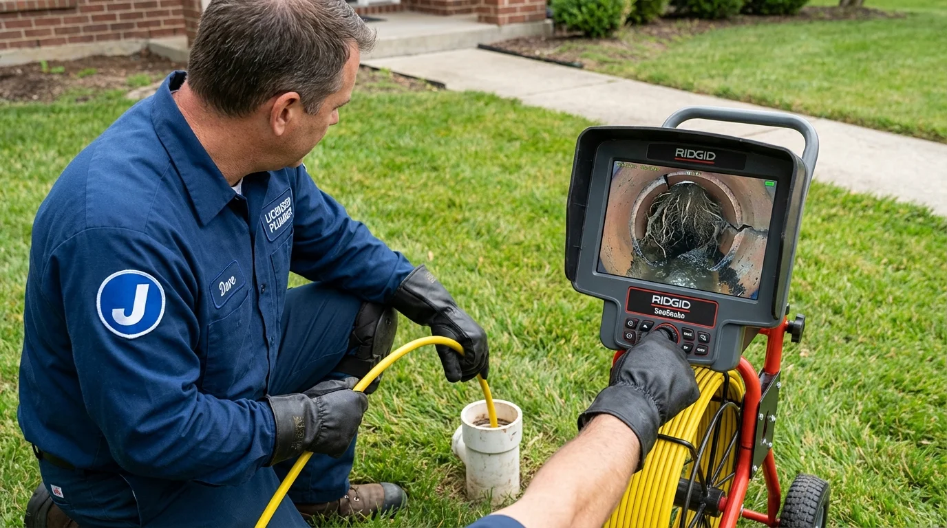 Sewer camera inspection being performed by Johns Plumbing LLC in Tunkhannock
