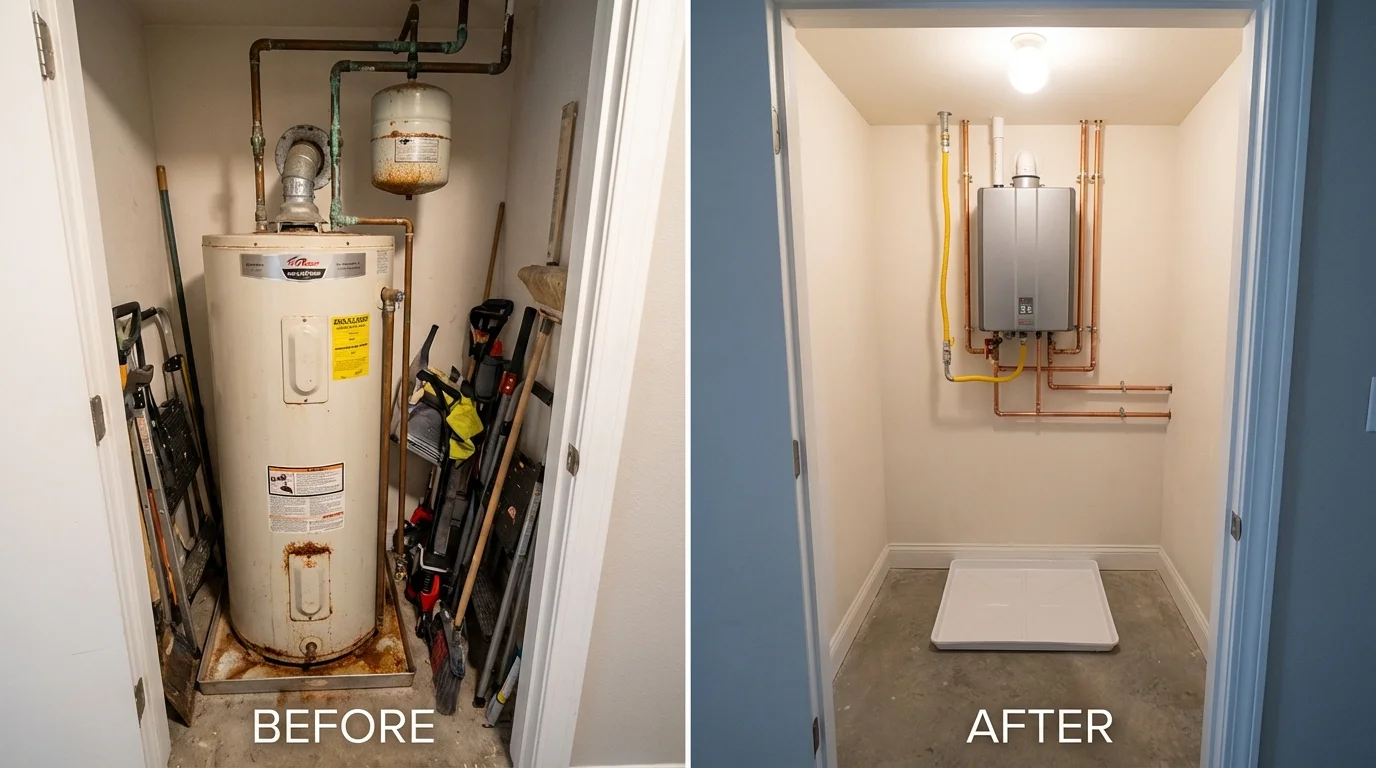 Tank water heater versus wall-mounted tankless unit comparison for Tunkhannock, PA homeowners